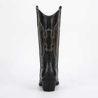 Santiag haute noir Simili Cuir Femme - Broderies western et pointe élégante 4