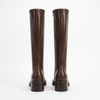 Botte haute marron Simili Cuir Femme - Santiags modernes au style épuré western 3