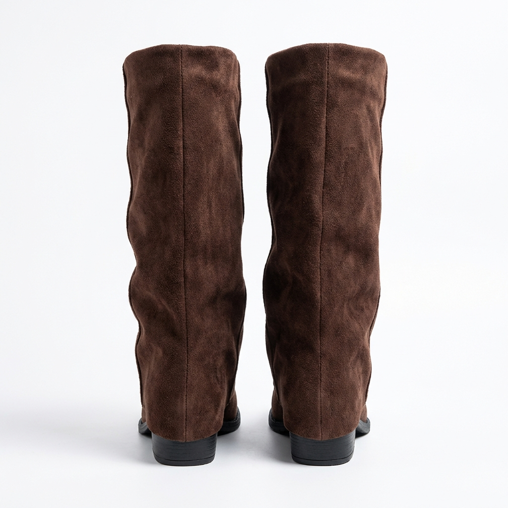 Santiag haute marron Daim Femme - Élégance minimaliste avec texture en daim 7