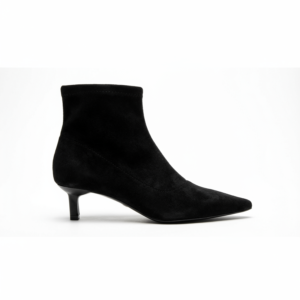 Bottine à talon noir Daim Femme - Santiags modernes à bout pointu chic 2