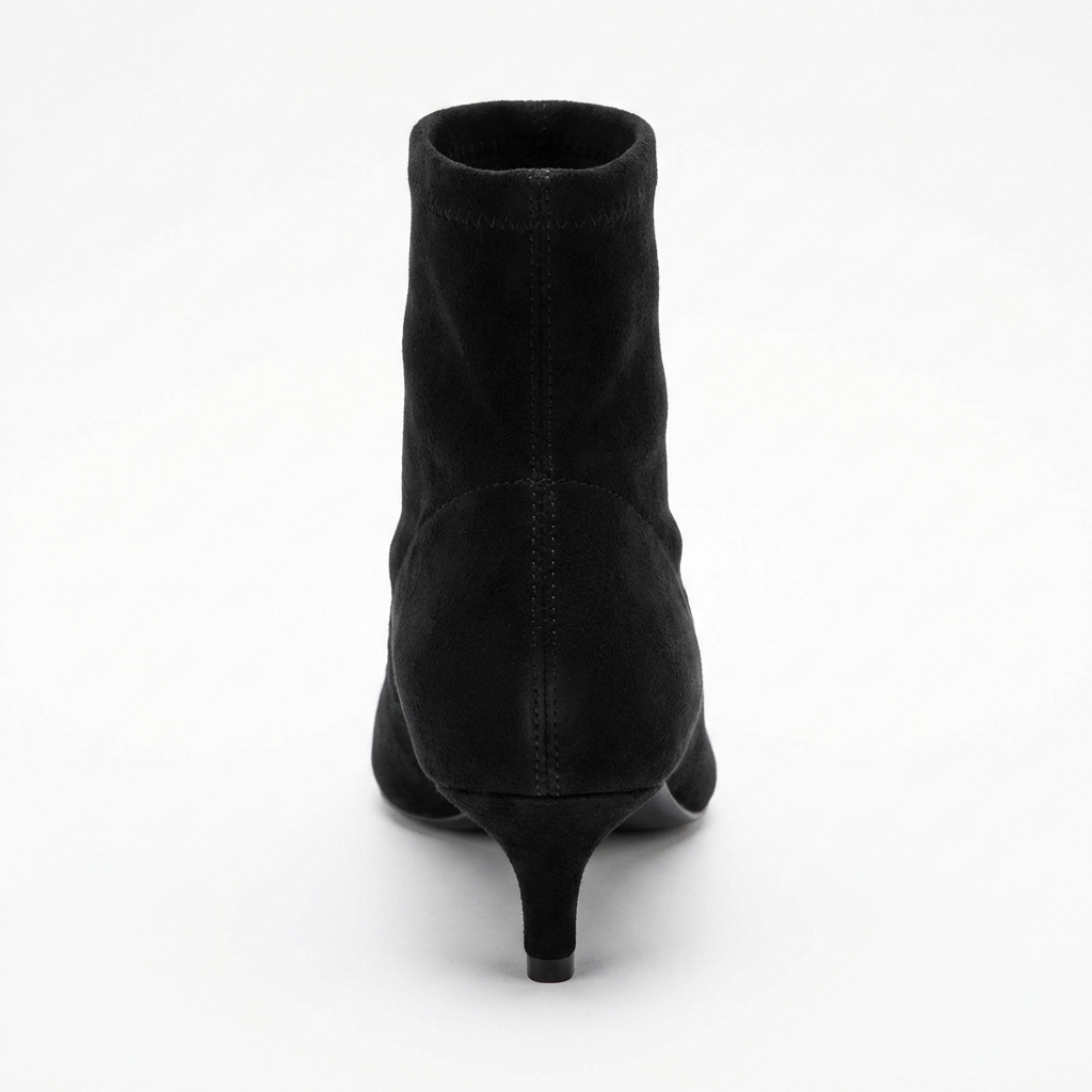 Bottine à talon noir Daim Femme - Santiags modernes à bout pointu chic 3