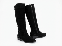 Botte haute noir Simili Cuir Femme - Santiags noires chic avec zip latéral 1