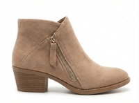 Santiag basse beige Daim Femme - Élégance minimaliste avec fermeture éclair pratique 2
