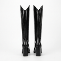 Botte haute noir Simili Cuir Femme - Santiags noires à bout pointu chic 3