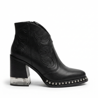 Santiag mi-haute noir Simili Cuir Femme - Broderies western et clous métalliques 2