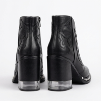 Santiag mi-haute noir Simili Cuir Femme - Broderies western et clous métalliques 3
