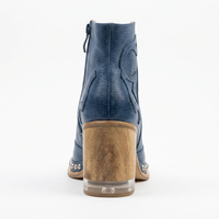 Santiag basse bleu Simili Cuir Femme - Bout arrondi avec talon bloc rustique 3