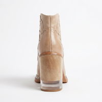 Santiag basse beige Simili Cuir Femme - Talon épais moderne et clous métalliques 3