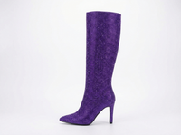 Botte haute violet Daim Synthétique Femme - Bottes bleu étincelantes au style western 2