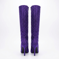 Botte haute violet Daim Synthétique Femme - Bottes bleu étincelantes au style western 3