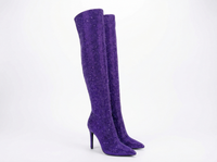 Botte haute violet Daim Synthétique Femme - Bottes bleu étincelantes au style western 1