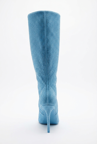 Botte haute bleu Daim Synthétique Femme - Santiags bleues pailletées au bout pointu 3