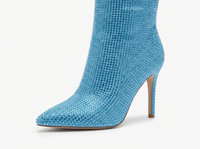 Botte haute bleu Daim Synthétique Femme - Santiags bleues pailletées au bout pointu 2