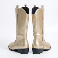 Santiag mi-haute doré Simili Cuir Femme - Broderie florale élégante style western 4