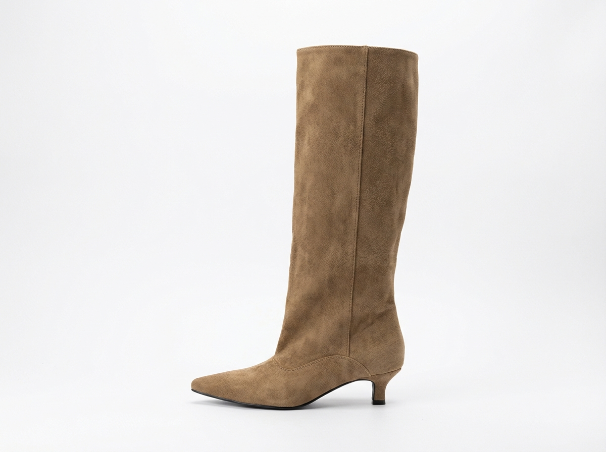 Botte haute marron clair Daim Synthétique Femme - Élégance sophistiquée à bout pointu 3