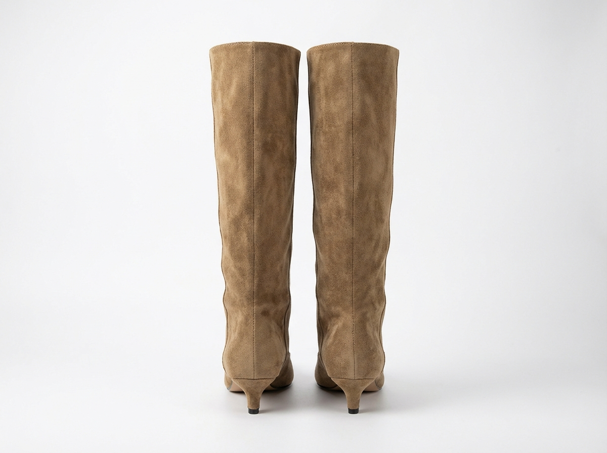 Botte haute marron clair Daim Synthétique Femme - Élégance sophistiquée à bout pointu 4