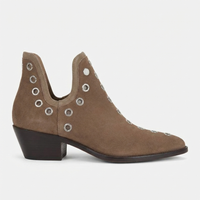 Santiag mi-haute marron Simili Cuir Femme - Bottes avec œillets métalliques symétriques 2