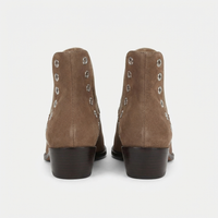 Santiag mi-haute marron Simili Cuir Femme - Bottes avec œillets métalliques symétriques 4