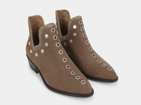 Santiag mi-haute marron Simili Cuir Femme - Bottes avec œillets métalliques symétriques 1