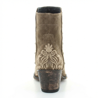 Santiag mi-haute marron Synthétique Femme - Broderies florales et clous dorés 3