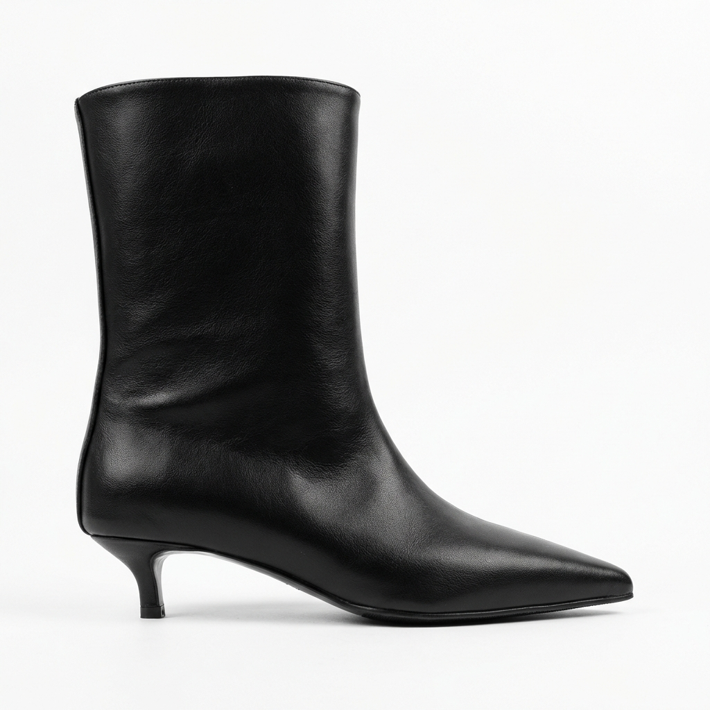 Botte haute noir Simili Cuir Femme - santiags modernisées au design minimaliste