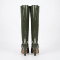 Botte haute vert Simili Cuir Femme - Santiags vertes à talon aiguille 3