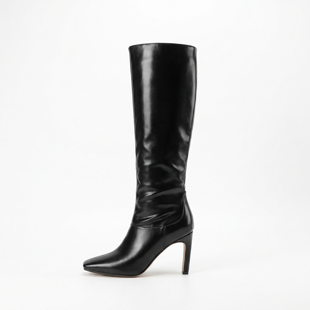 Botte haute noir Synthétique Femme - Élégantes santiags noires à talon fin 2