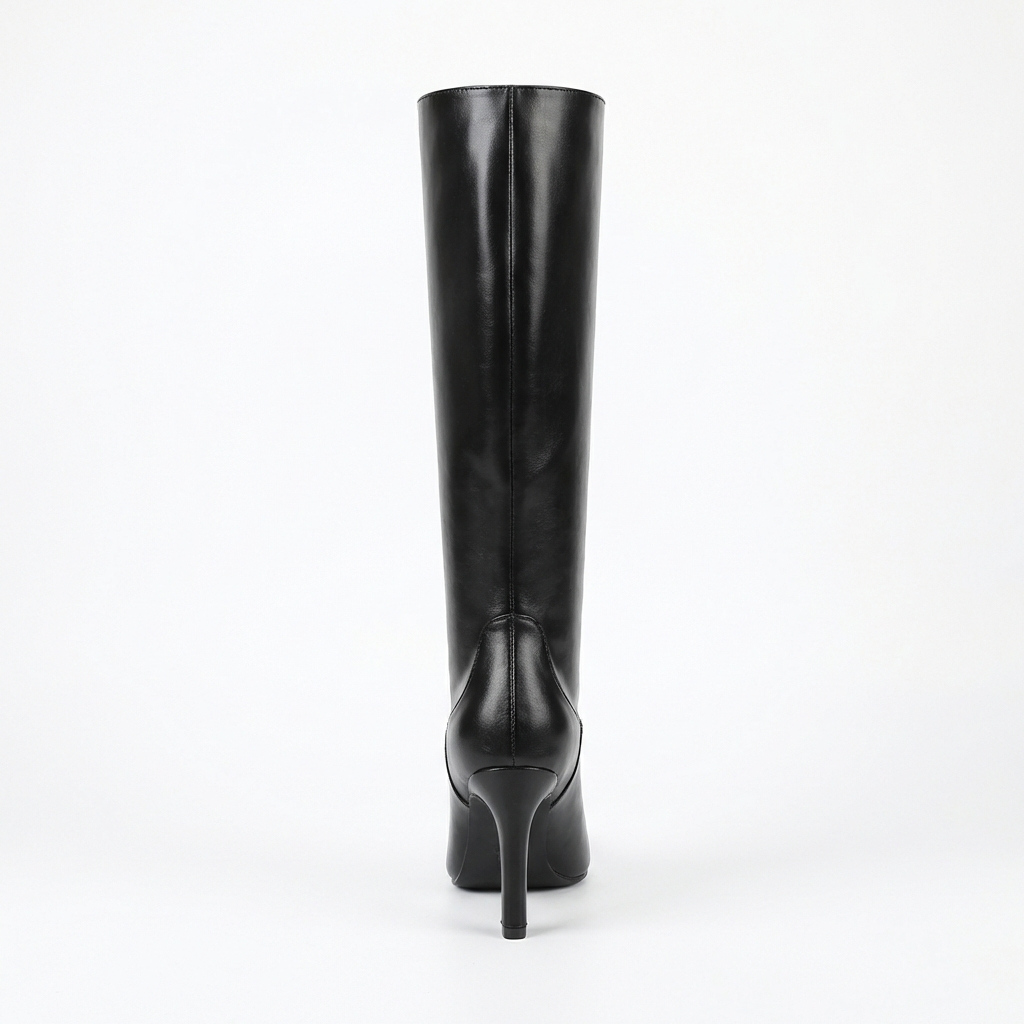 Botte haute noir Synthétique Femme - Élégantes santiags noires à talon fin 3