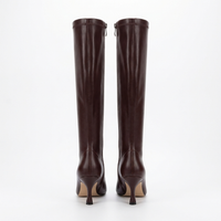 Botte haute marron foncé Simili Cuir Femme - Santiags marron pointues au talon aiguille 3