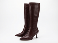 Botte haute marron foncé Simili Cuir Femme - Santiags marron pointues au talon aiguille 1