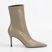 Botte haute beige Simili Cuir Femme - Talon aiguille raffiné et bout pointu 2