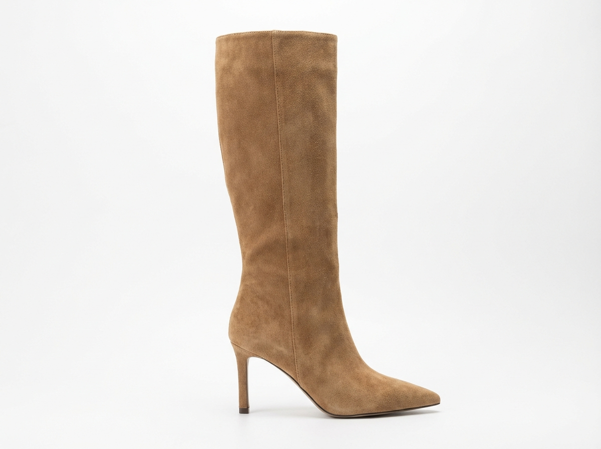 Botte haute marron clair Daim Femme - Santiags élégantes en daim camel 2
