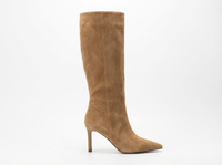 Botte haute marron clair Daim Femme - Santiags élégantes en daim camel 2