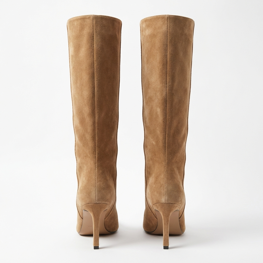 Botte haute marron clair Daim Femme - Santiags élégantes en daim camel 3