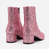 Bottine rose à paillettes Synthétique Femme - Scintillantes, élégantes avec fermeture éclair moderne 3