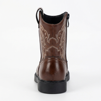 Santiag mi-haute marron Simili Cuir Fille - Broderies florales avec semelle contrastée 4