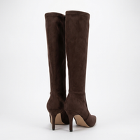 Botte haute marron foncé Daim Synthétique Femme - Talon aiguille et bout pointu élégant 2