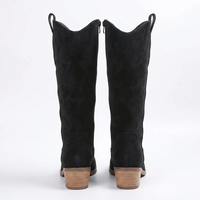 Santiag haute noir Simili Cuir Femme - Élégantes avec coutures décoratives western 4