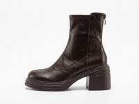 Bottine à talon marron foncé Synthétique Femme - Style western chic avec bout arrondi 2