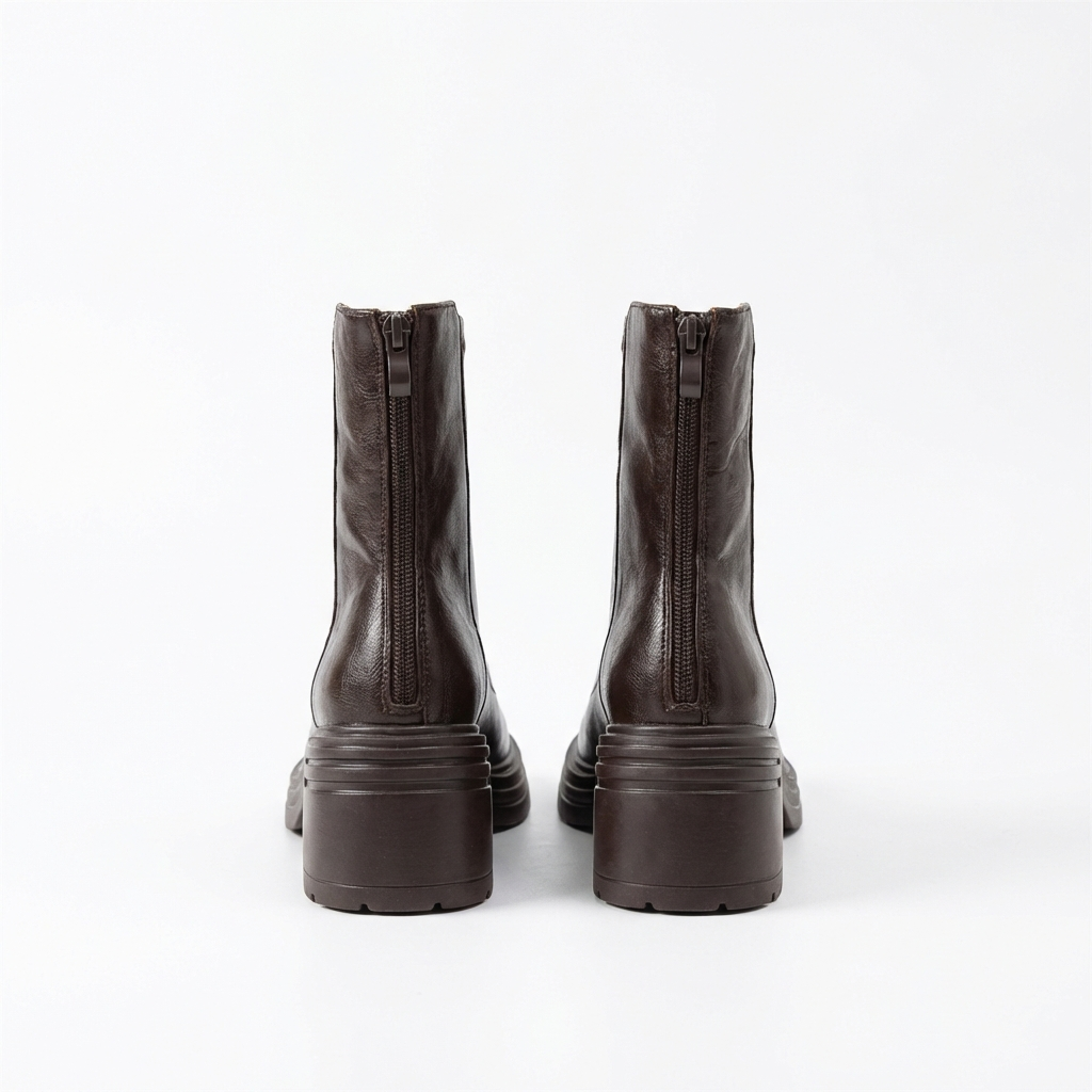 Bottine à talon marron foncé Synthétique Femme - Style western chic avec bout arrondi 3