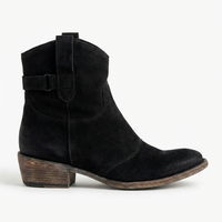 Santiag basse noir Daim Femme - Style moderne avec sangle latérale chic 2