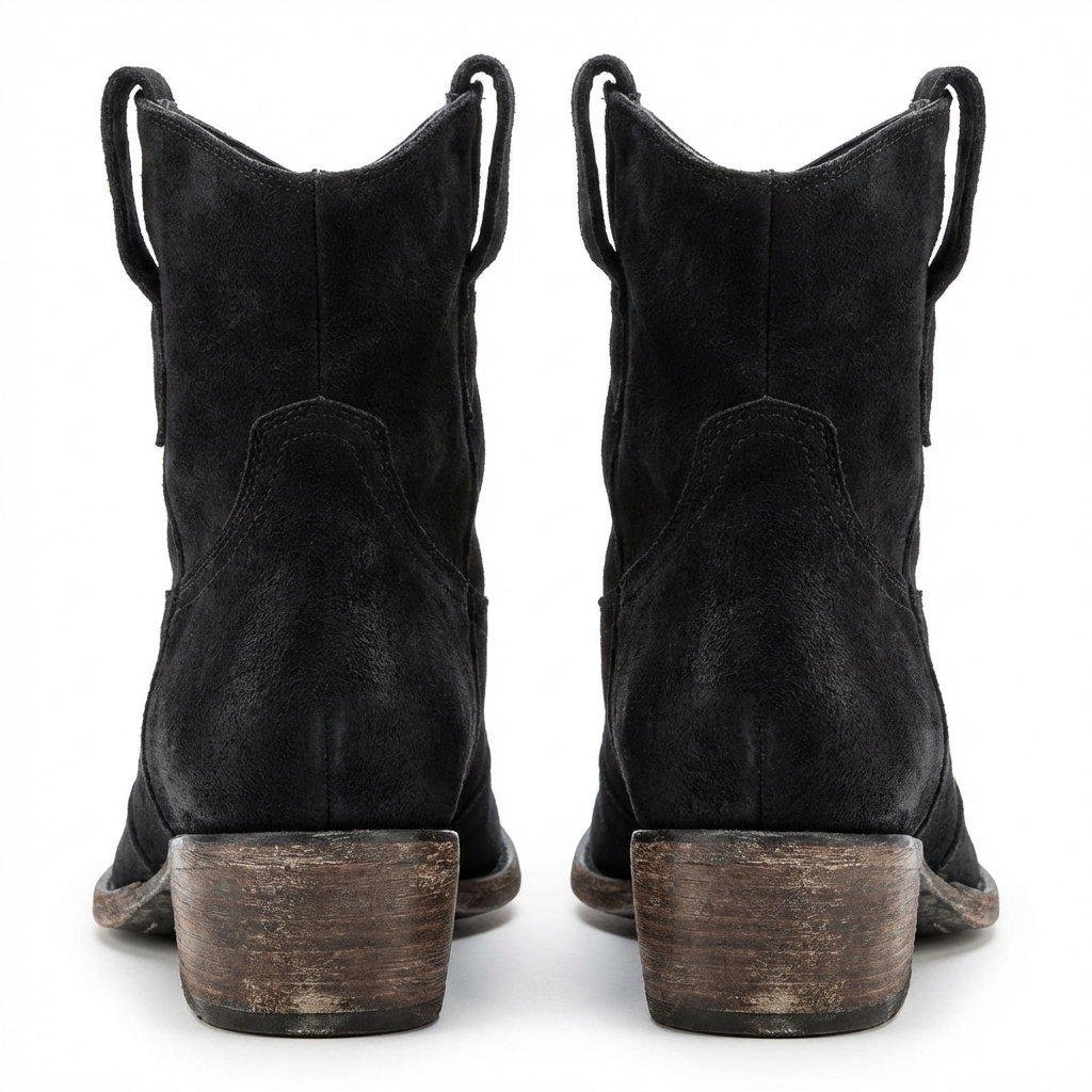 Santiag basse noir Daim Femme - Style moderne avec sangle latérale chic 3