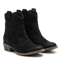 Santiag basse noir Daim Femme - Style moderne avec sangle latérale chic 1