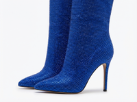 Botte haute bleu Daim Synthétique Femme - Santiags bleu scintillant à talon aiguille 4