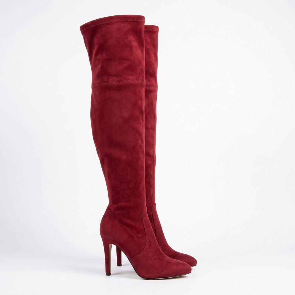 Botte haute rouge Daim Synthétique Femme - Santiags rouge, talon aiguille élégant 2