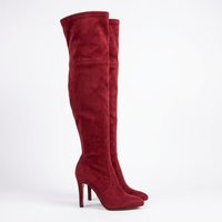 Botte haute rouge Daim Synthétique Femme - Santiags rouge, talon aiguille élégant 2