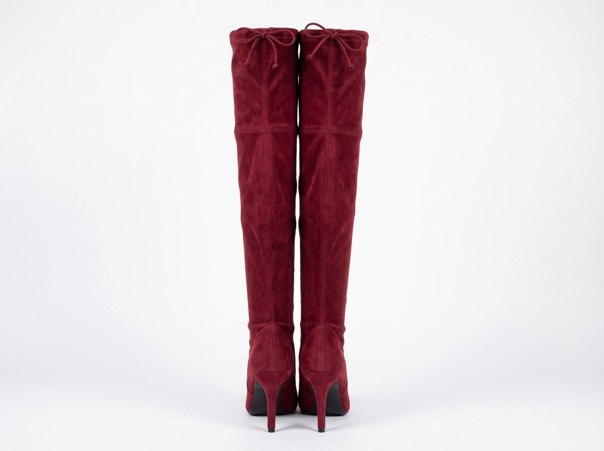 Botte haute rouge Daim Synthétique Femme - Santiags rouge, talon aiguille élégant 3