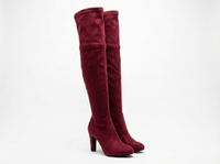 Botte haute rouge Daim Synthétique Femme - Santiags rouge, talon aiguille élégant 1