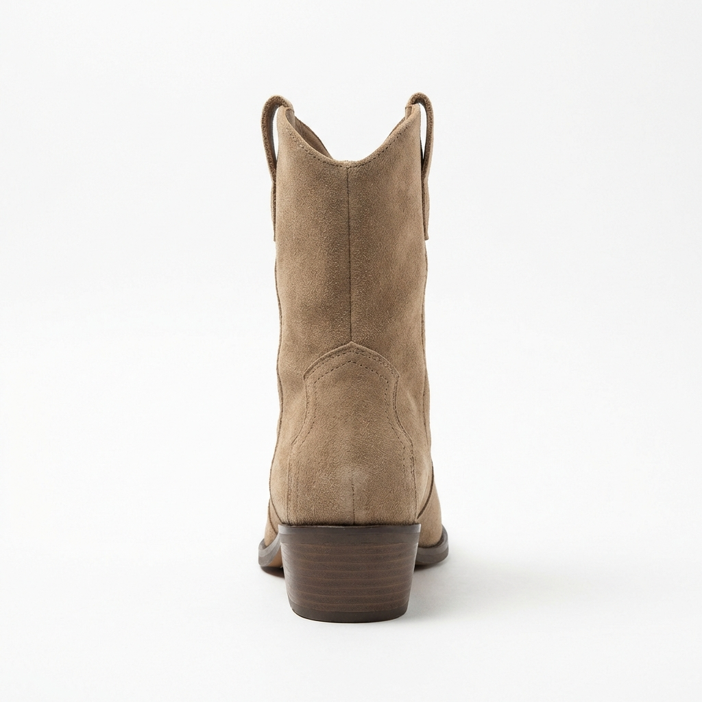 Santiag basse beige Daim Femme - Élégance rétro avec talons carrés 7