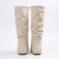 Santiag mi-haute beige Daim Synthétique Femme - Style moderne avec finition froissée 4